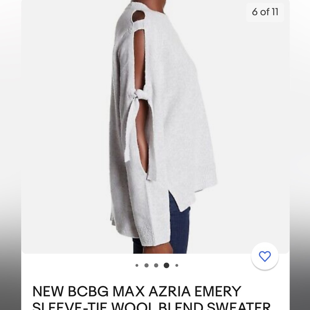 BCBG grey Emery Tie-Sleeve Sweater